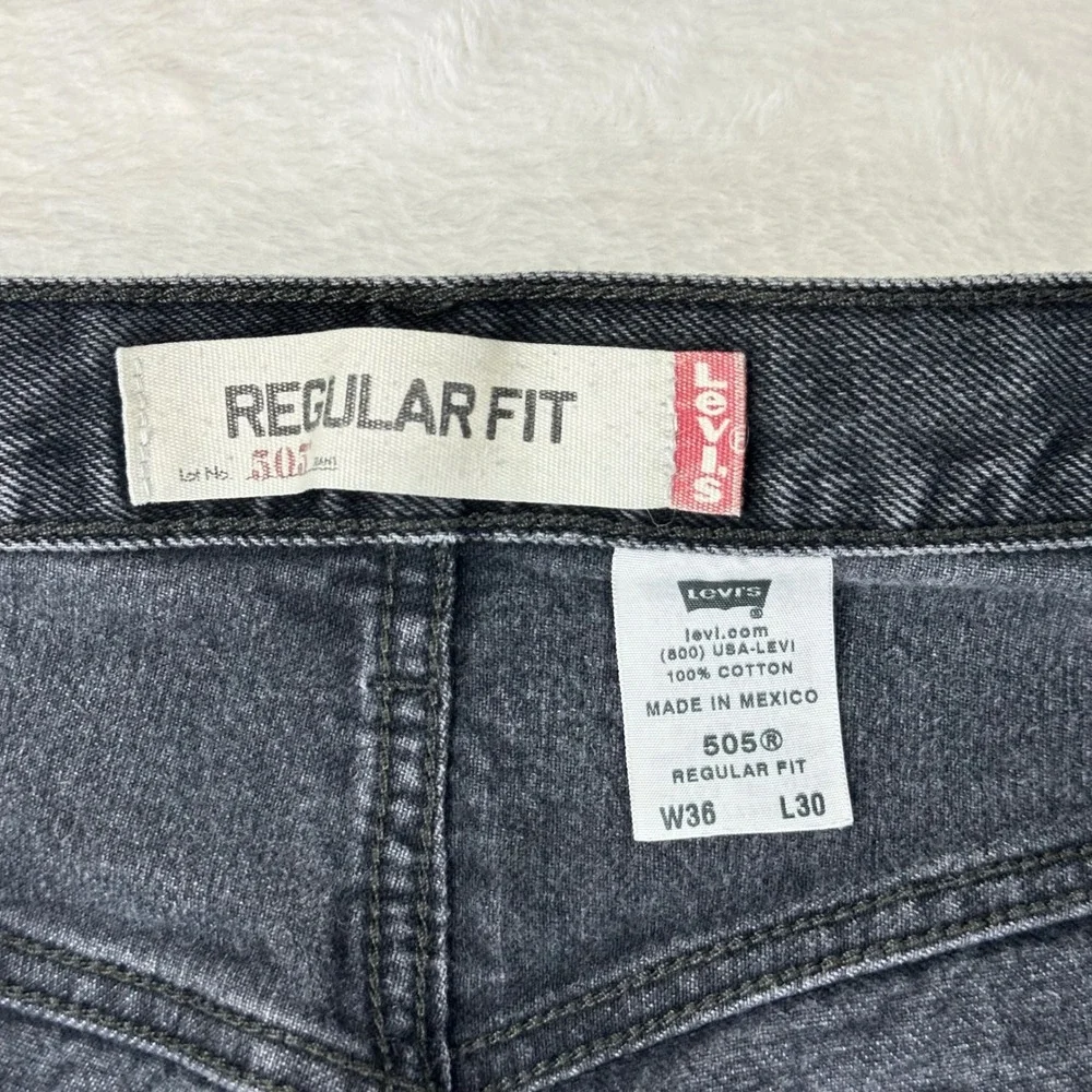 Levi's 505 Jeans Mens Regular Fit W36 L30 Black Straight Leg Denim Cotton Pants